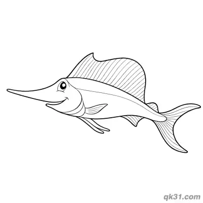 Free printable Sailfish Horizontal Swimming Realistic Coloring Page coloring page