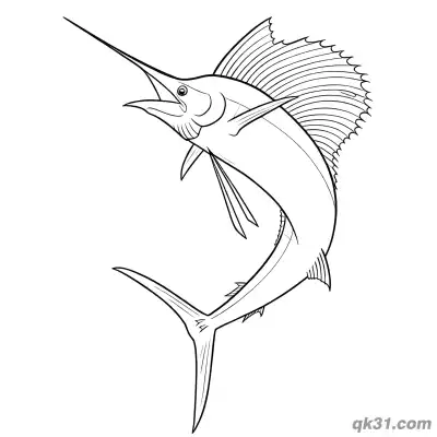 Free printable Sailfish Leaping Out of Water Coloring Page coloring page