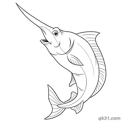 Free printable Sailfish Upward Dash Realistic Coloring Page coloring page