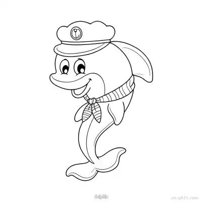 Free printable Sailor Dolphin Coloring Page coloring page