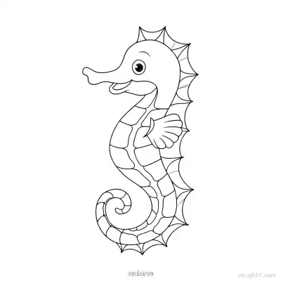 Free printable Seahorse Detailed Line Art  coloring page