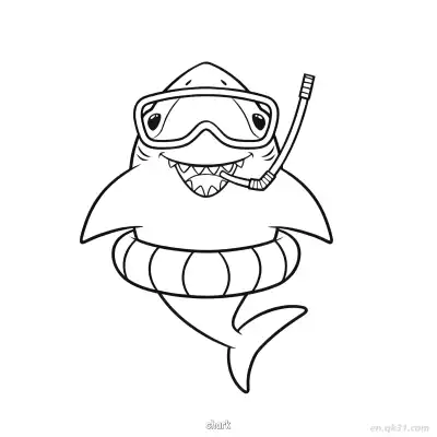 Free printable Shark with Snorkel Coloring Page  coloring page