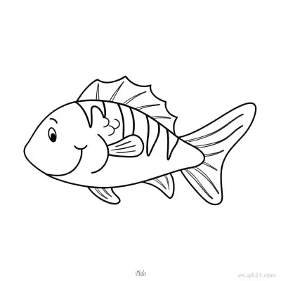 Free printable Side View Striped Fish  coloring page