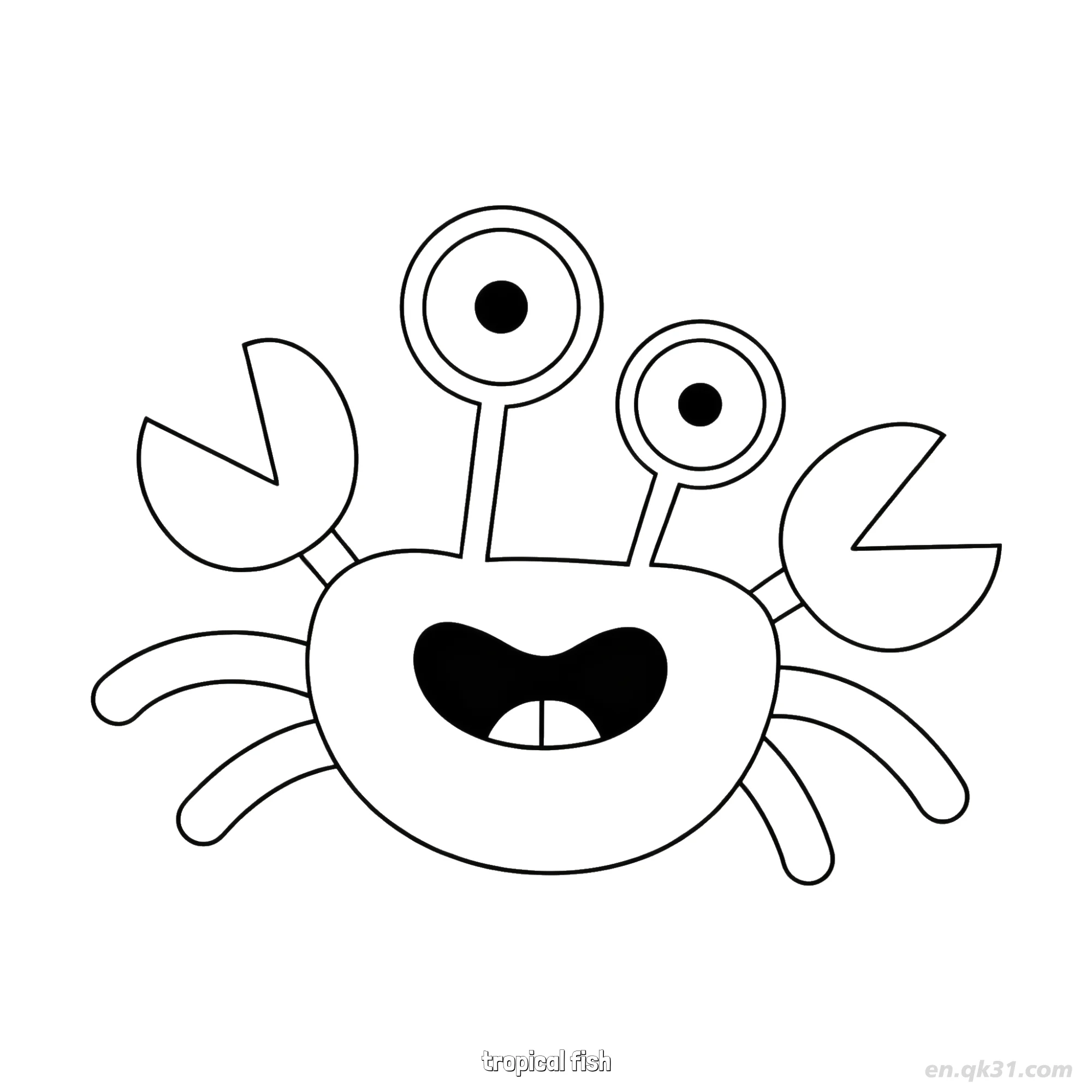 Simple Happy Tropical Fish Coloring Page  – Free Printable Coloring Page for Kids and Adults