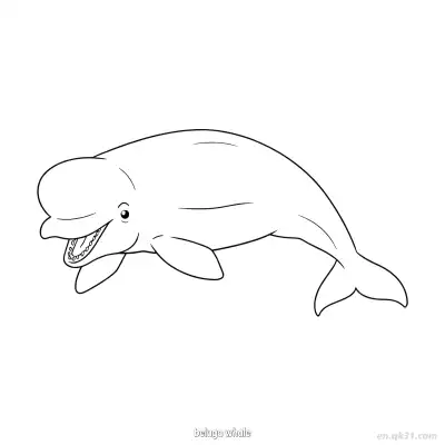 Free printable Smiling Beluga Whale Coloring Page  coloring page