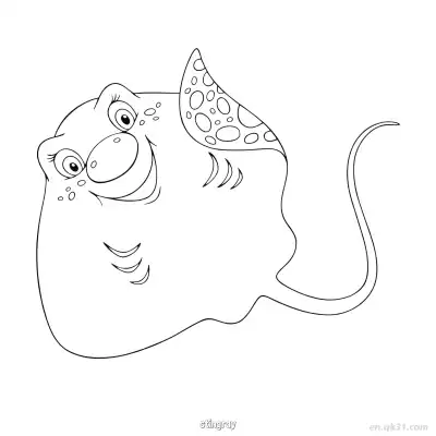 Free printable Smiling Cartoon Spotted Stingray  coloring page