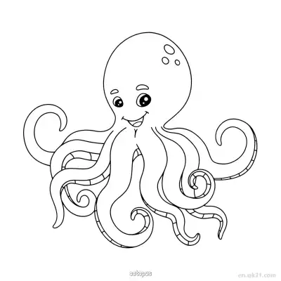 Free printable Smiling Happy Octopus Coloring Page  coloring page