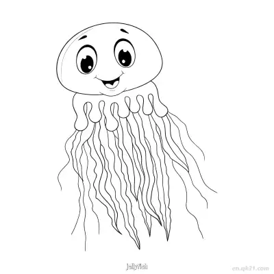 Free printable Smiling Jellyfish Coloring Page  coloring page