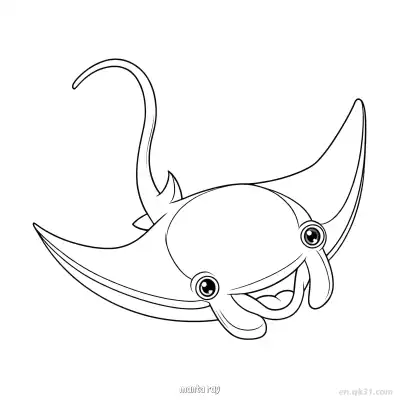 Free printable Smiling Manta Ray Coloring Page  coloring page