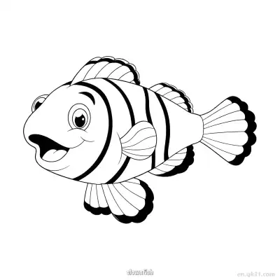 Free printable Smiling Striped Clownfish Coloring Page  coloring page