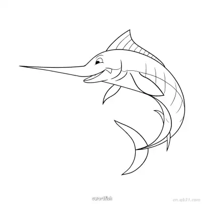 Free printable Smiling Swordfish Outline  coloring page