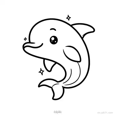 Free printable Sparkly Eyed Dolphin Coloring Page coloring page