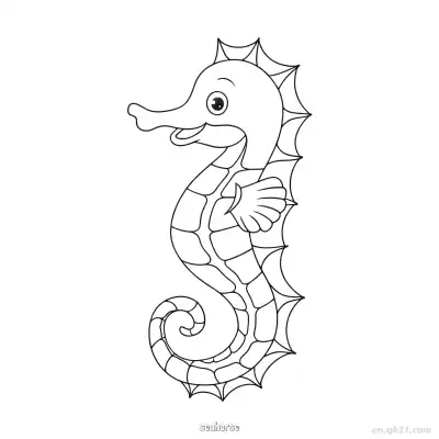 Free printable Spiky Seahorse Simple Drawing  coloring page