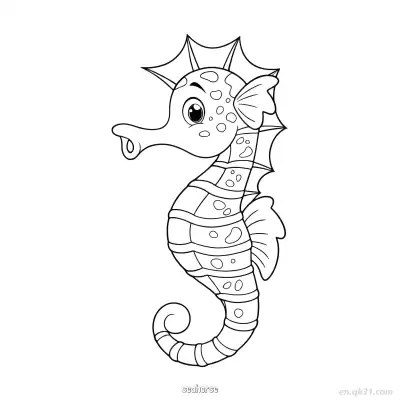 Free printable Spotted Cartoon Seahorse Coloring Page  coloring page