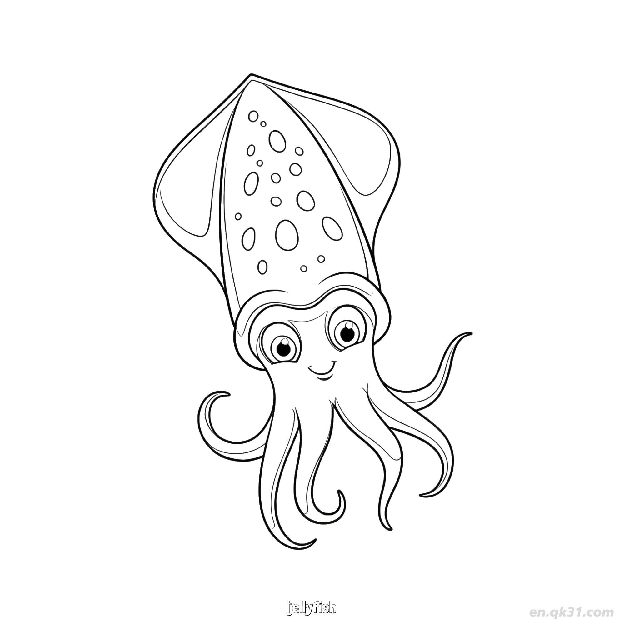 Spotted Jellyfish with Tentacles Coloring Page  – Free Printable Coloring Page for Kids and Adults