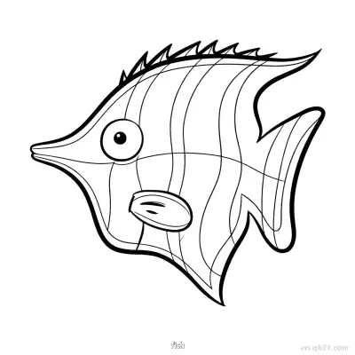 Free printable Striped Pointy Headed Fish Outline  coloring page