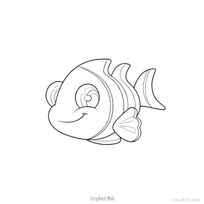 Free printable Striped Tropical Fish  coloring page
