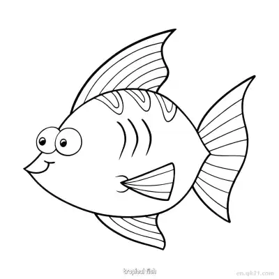 Free printable Striped Tropical Fish Coloring Page  coloring page