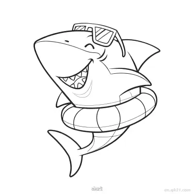 Free printable Sunglasses Shark Outline  coloring page