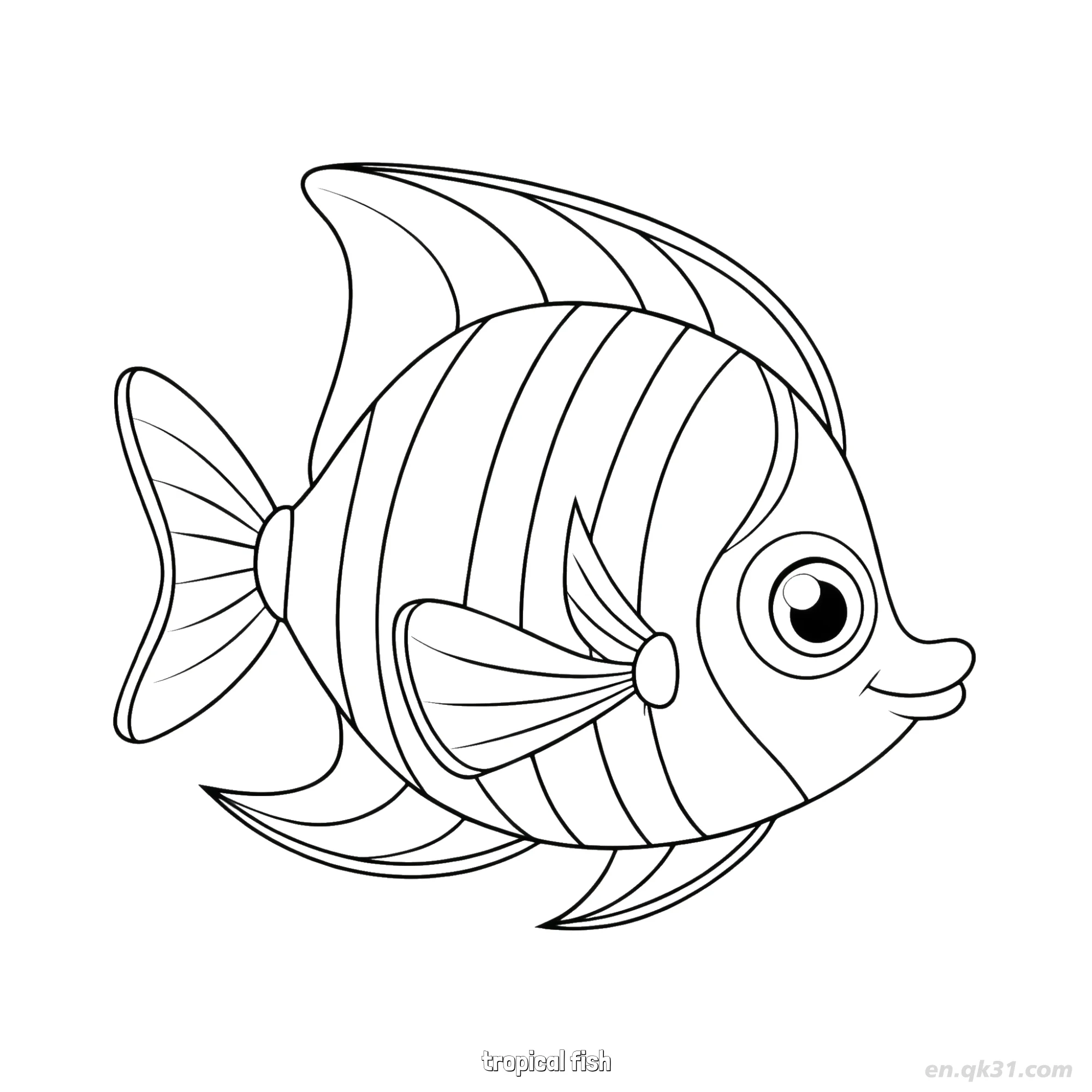 Tropical Fish Stripes Page  – Free Printable Coloring Page for Kids and Adults