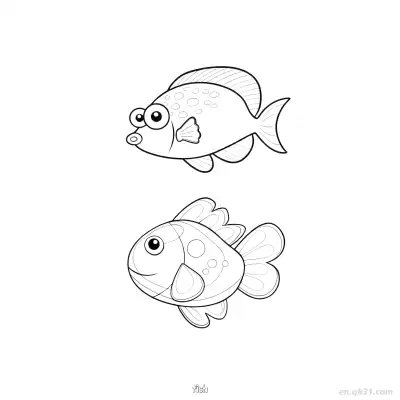 Free printable Two Kissing Spotted Fish Coloring Page  coloring page