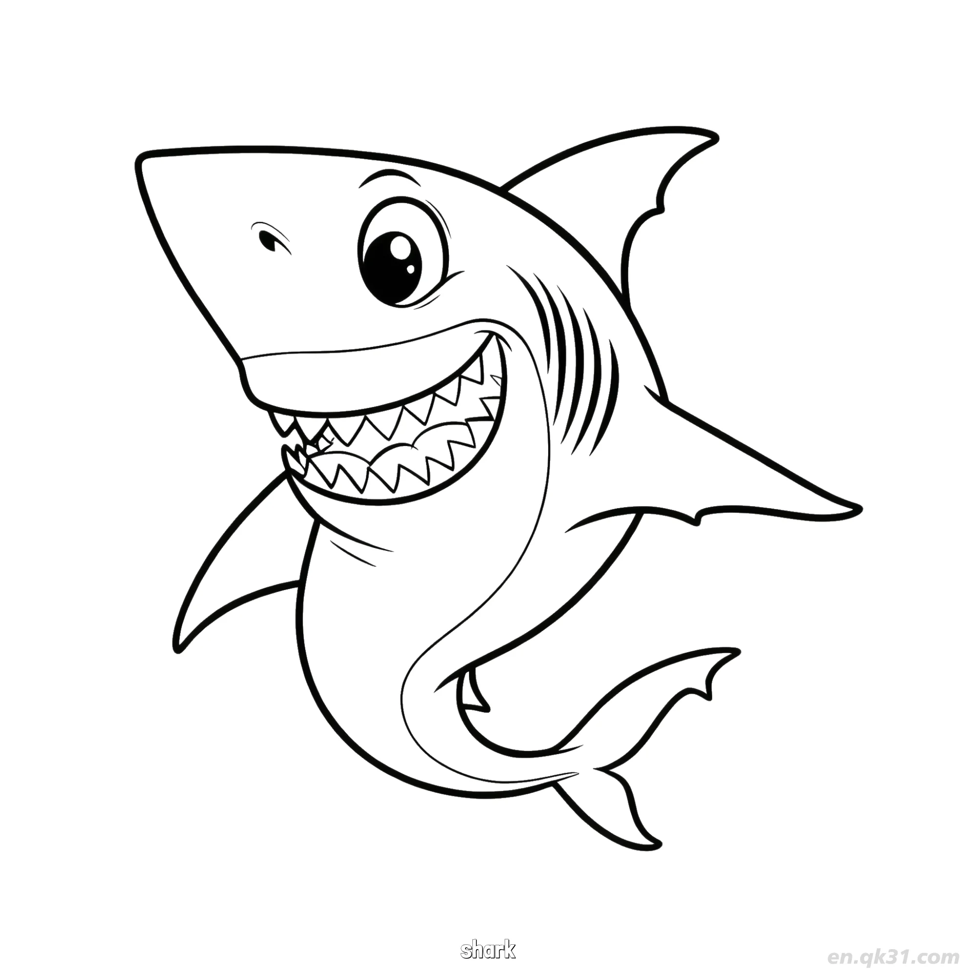 Wide Grin Fierce Shark Coloring Page  – Free Printable Coloring Page for Kids and Adults