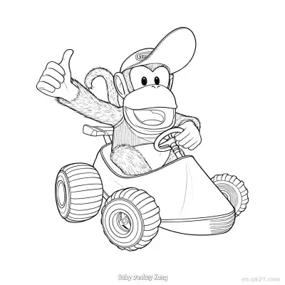Free printable Baby Donkey Kong  Coloring Page - Free PDF Printable Mario Kart Coloring Sheets coloring page