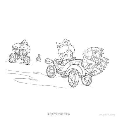 Free printable Baby Princess Daisy  Coloring Page - Free PDF Printable Mario Kart Coloring Sheets coloring page