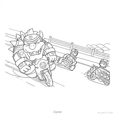 Free printable Bowser  Coloring Page - Free PDF Printable Mario Kart Coloring Sheets coloring page