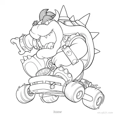 Free printable Bowser 2 Coloring Page - Free PDF Printable Mario Kart Coloring Sheets coloring page