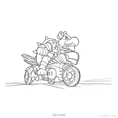 Free printable Dry Bowser  Coloring Page - Free PDF Printable Mario Kart Coloring Sheets coloring page