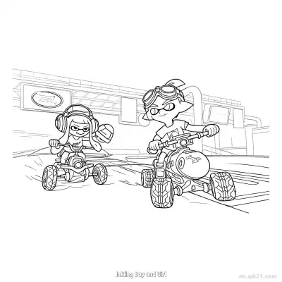 Free printable Inkling Boy and Girl  Coloring Page - Free PDF Printable Mario Kart Coloring Sheets coloring page
