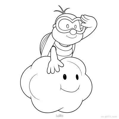 Free printable Lakitu  Coloring Page - Free PDF Printable Mario Kart Coloring Sheets coloring page