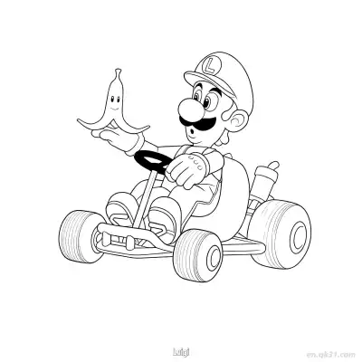 Free printable Luigi 1 Coloring Page - Free PDF Printable Mario Kart Coloring Sheets coloring page