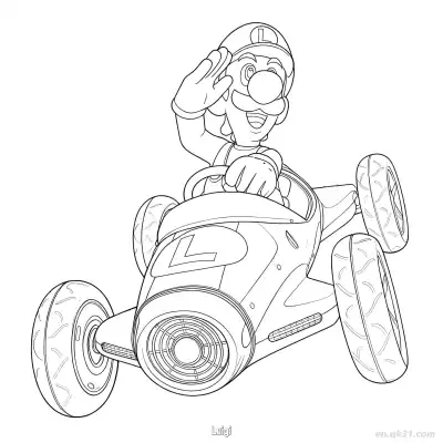 Free printable Luigi 2 Coloring Page - Free PDF Printable Mario Kart Coloring Sheets coloring page