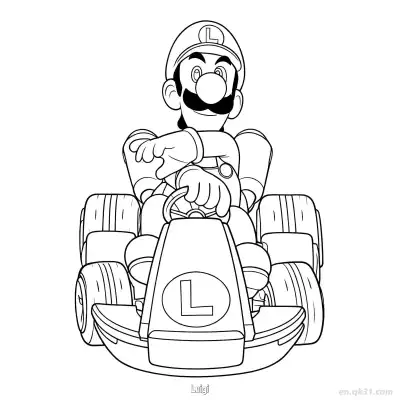 Free printable Luigi 4 Coloring Page - Free PDF Printable Mario Kart Coloring Sheets coloring page