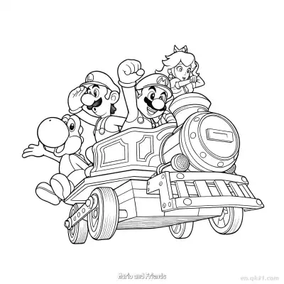 Free printable Mario and Friends 1 Coloring Page - Free PDF Printable Mario Kart Coloring Sheets coloring page