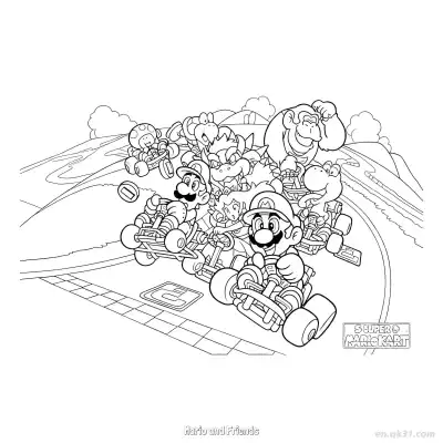 Free printable Mario and Friends 4 Coloring Page - Free PDF Printable Mario Kart Coloring Sheets coloring page