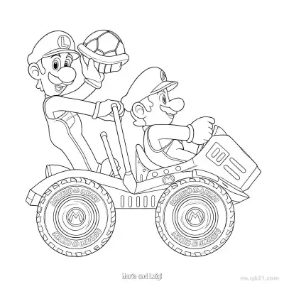 Free printable Mario and Luigi  Coloring Page - Free PDF Printable Mario Kart Coloring Sheets coloring page