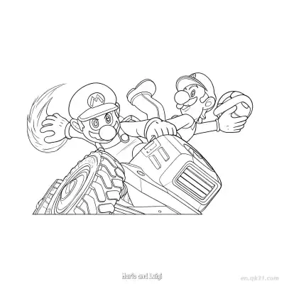 Free printable Mario and Luigi 1 Coloring Page - Free PDF Printable Mario Kart Coloring Sheets coloring page