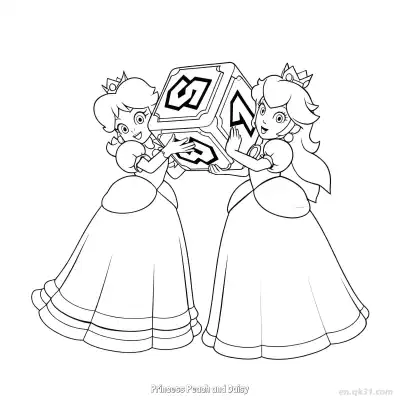 Free printable Princess Peach and Daisy  Coloring Page - Free PDF Printable Mario Kart Coloring Sheets coloring page