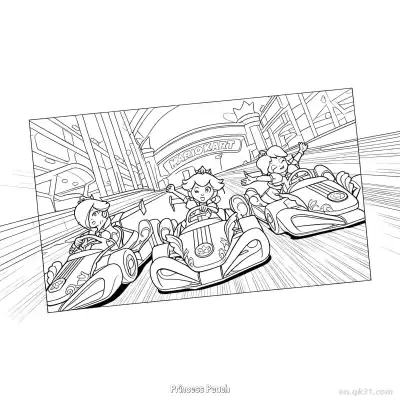 Free printable Princess Peach  Coloring Page - Free PDF Printable Mario Kart Coloring Sheets coloring page