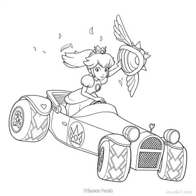 Free printable Princess Peach 3 Coloring Page - Free PDF Printable Mario Kart Coloring Sheets coloring page