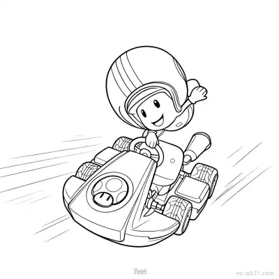 Free printable Toad  Coloring Page - Free PDF Printable Mario Kart Coloring Sheets coloring page