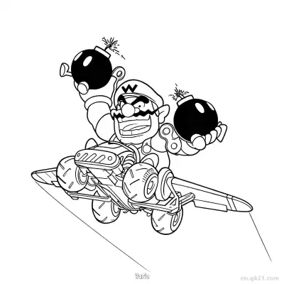 Free printable Wario  Coloring Page - Free PDF Printable Mario Kart Coloring Sheets coloring page