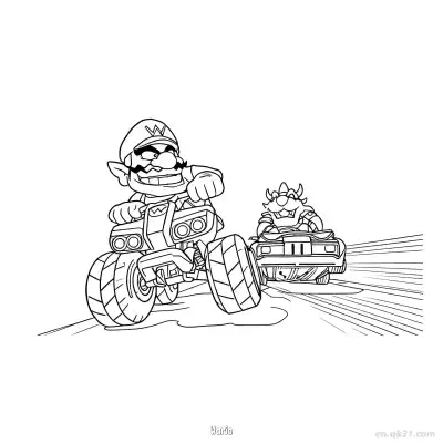 Free printable Wario 3 Coloring Page - Free PDF Printable Mario Kart Coloring Sheets coloring page