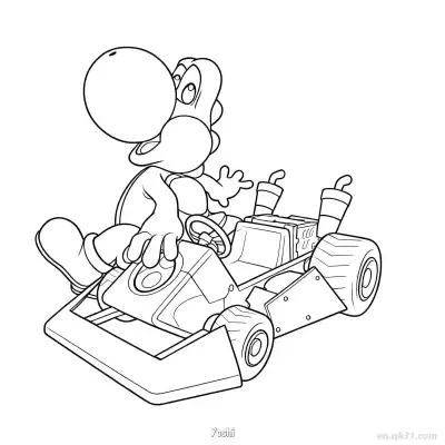 Free printable Yoshi  Coloring Page - Free PDF Printable Mario Kart Coloring Sheets coloring page