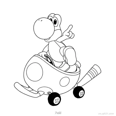 Free printable Yoshi 3 Coloring Page - Free PDF Printable Mario Kart Coloring Sheets coloring page