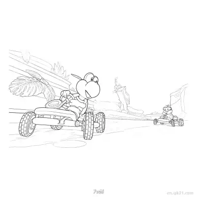 Free printable Yoshi 4 Coloring Page - Free PDF Printable Mario Kart Coloring Sheets coloring page