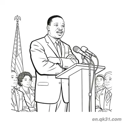 Free printable Martin Luther King Crossed Arms at Podium Coloring Page coloring page